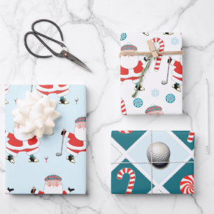 Papel de envolvimiento de Navidades de golf