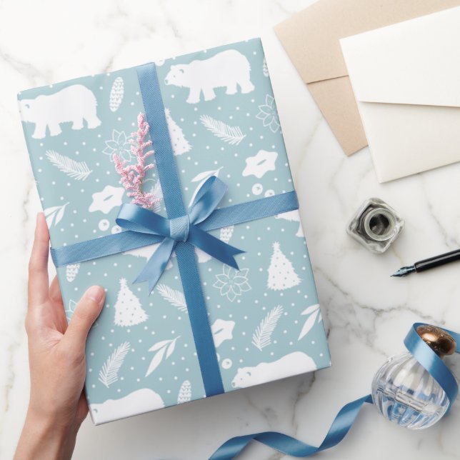 Papel de envolvimiento de Navidades de oso polar (Regalar)
