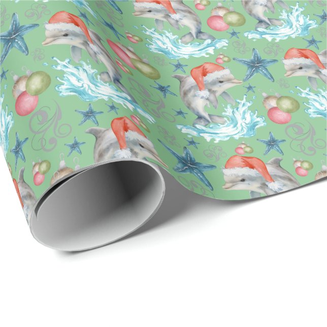 Papel de envolvimiento de Navidades delfines (Esquina del rollo)