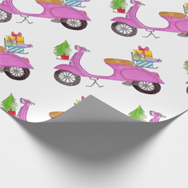 Papel de envolvimiento de Navidades retro dibujado (Esquina)
