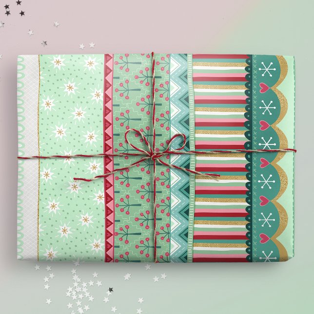 Papel de envolvimiento de Navidades verdes de fran (Gift mockup)