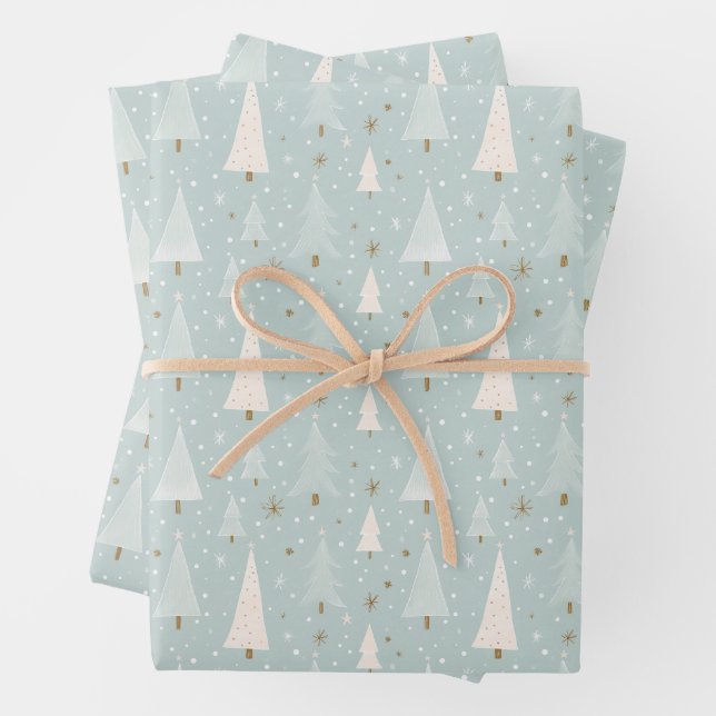 Papel de envolvimiento de Navidades verdes sabios (In situ)