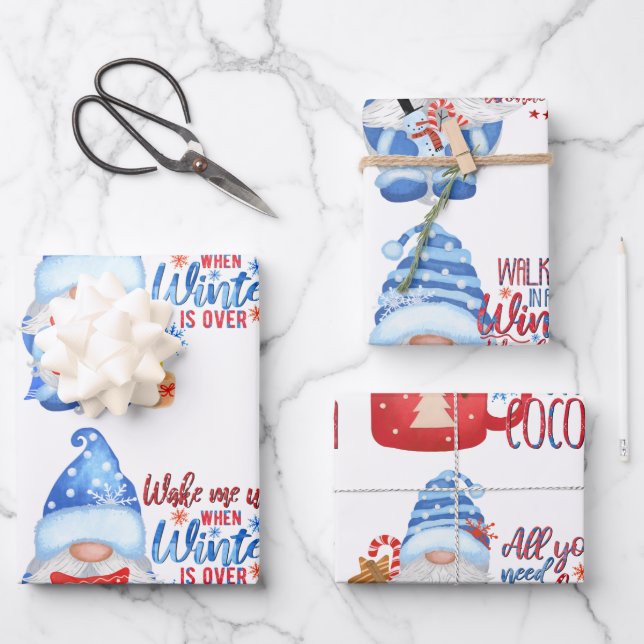 Papel de envolvimiento de nomas azules, blancos y  (Anverso)