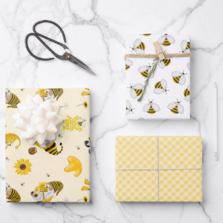 Papel de envolvimiento de nome amarillo bumble Bee