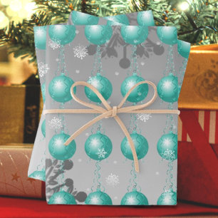 Papel de envolvimiento de ornamento navideño verde