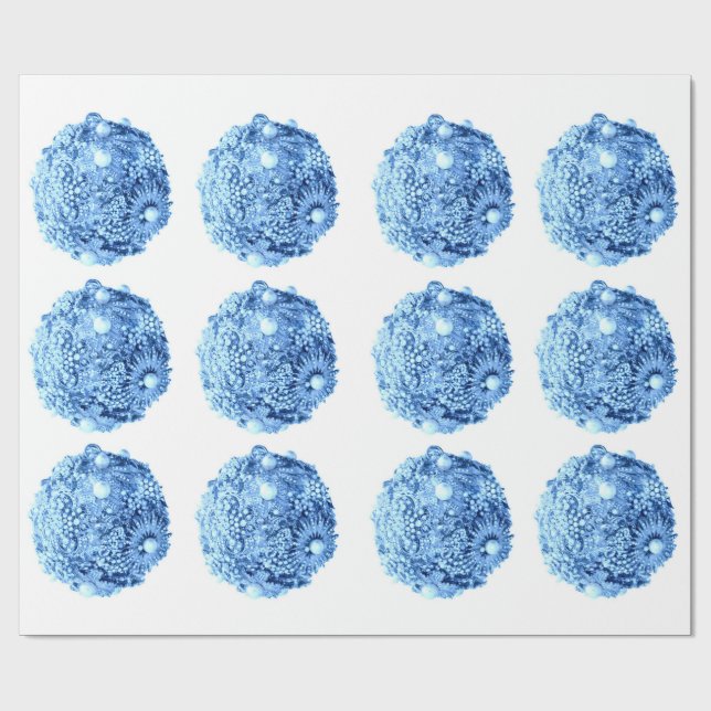 Papel de envolvimiento de ornamentos azules congel (Superficie plana)