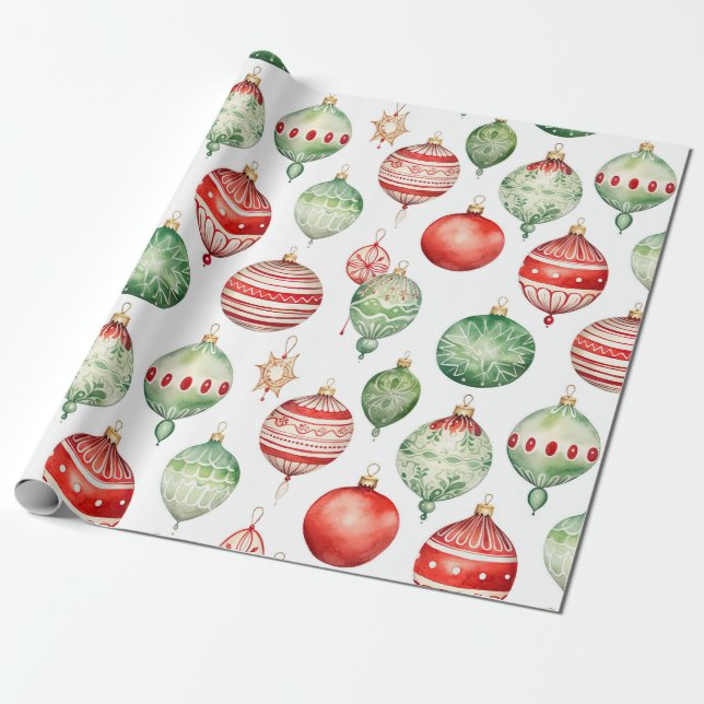 Papel de envolvimiento de ornamentos de árbol. (Desenrollado)