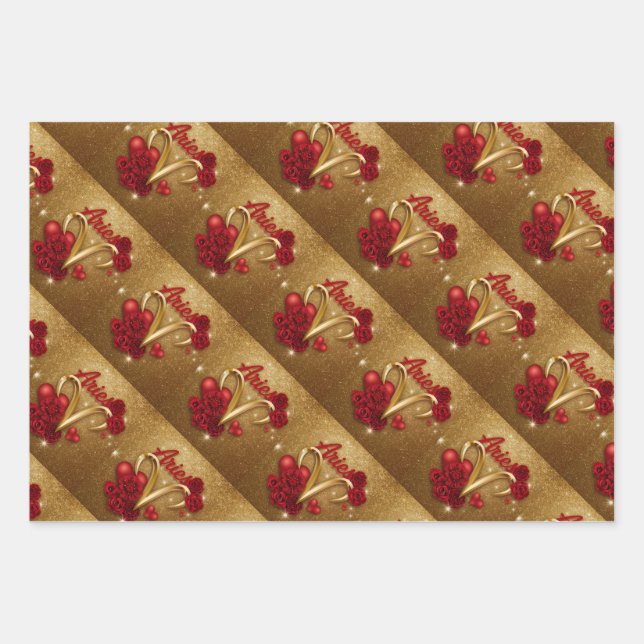 Papel de envolvimiento de oro de Luxe Aries (Anverso)