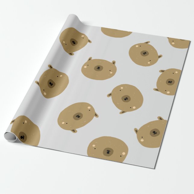Papel de envolvimiento de oso de peluche marrón (Desenrollado)