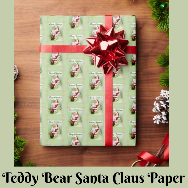 Papel de envolvimiento de oso de Santa Teddy (Subido por el creador)