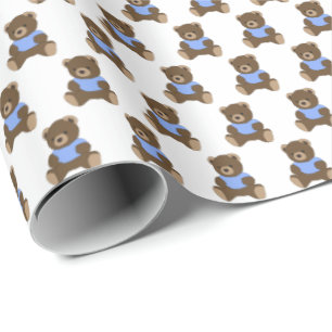 Papel de envolvimiento de osos de peluche azul