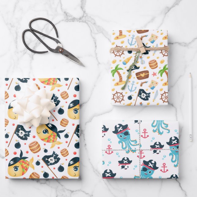 Papel de envolvimiento de paquete pirata de pescad (Anverso)