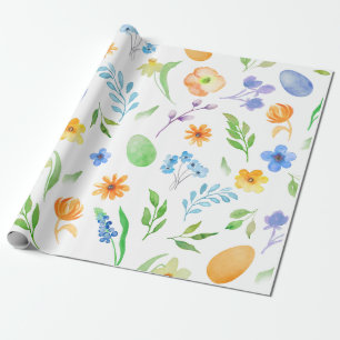Papel de envolvimiento de Pascua Floral de acuarel