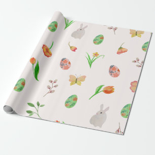 Papel de envolvimiento de Pascua Floral de acuarel