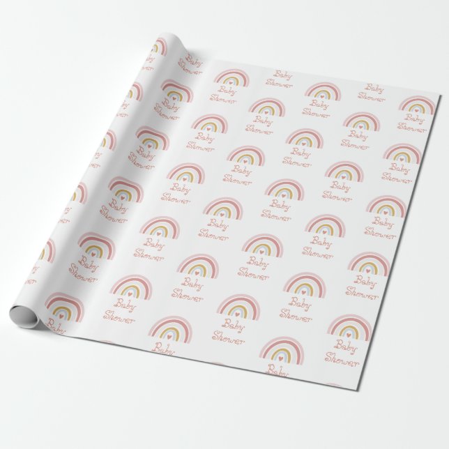 Papel de envolvimiento de patrón arcoiris rosado (Desenrollado)