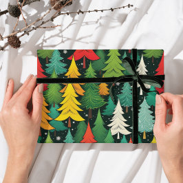 Papel de envolvimiento de patrón de árbol de Navid