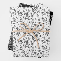Papel de envolvimiento de patrón de doodle en blan