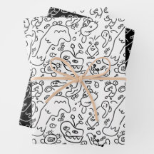 Papel de envolvimiento de patrón de doodle en blan