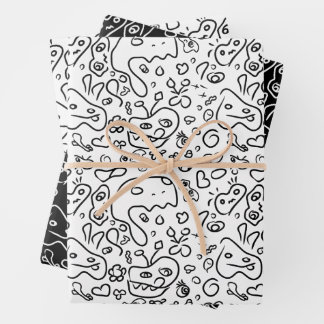 Papel de envolvimiento de patrón de doodle en blan
