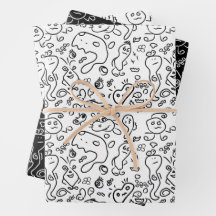 Papel de envolvimiento de patrón de doodle en blan