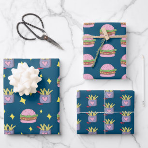 Papel de envolvimiento de patrón de hamburguesas y