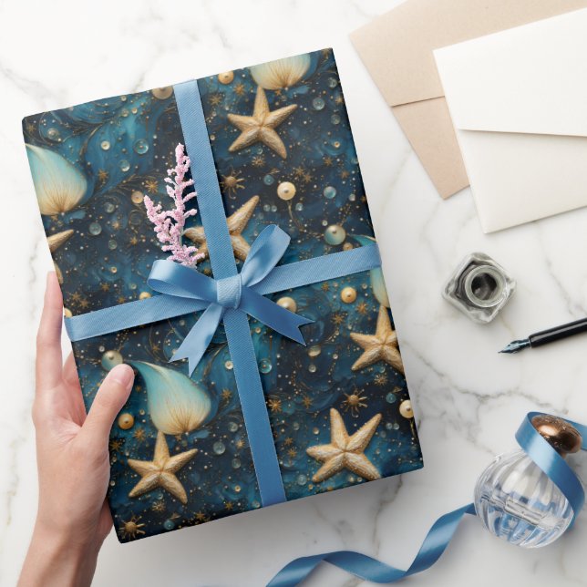 Papel de envolvimiento de patrón de pez estrella d (Regalar)