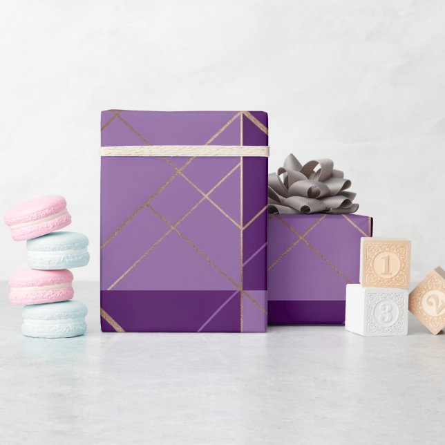 Papel de envolvimiento de patrón geométrico morado (Baby Shower)