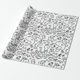 Papel de envolvimiento de patrones de doodle en bl