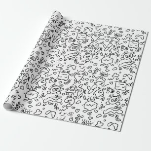 Papel de envolvimiento de patrones de doodle en bl