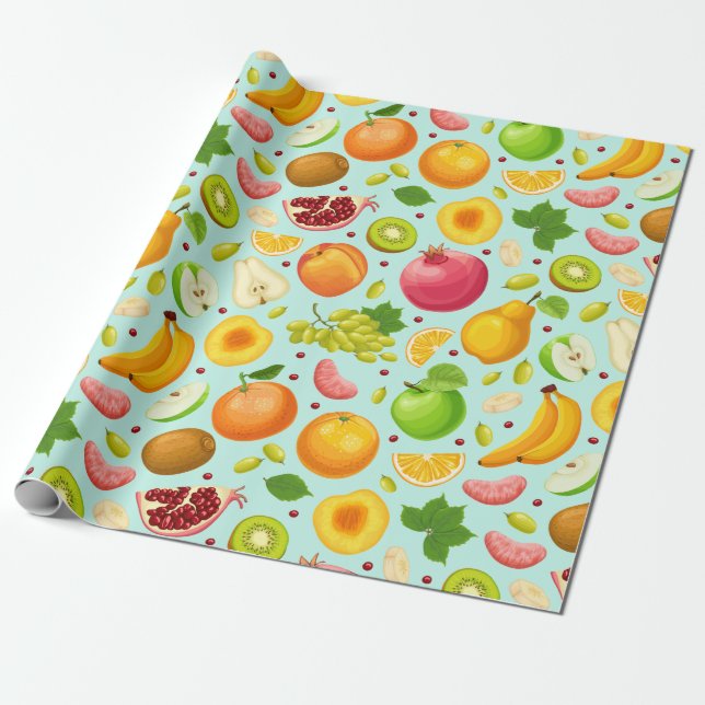 Papel de envolvimiento de patrones de fruta exótic (Desenrollado)