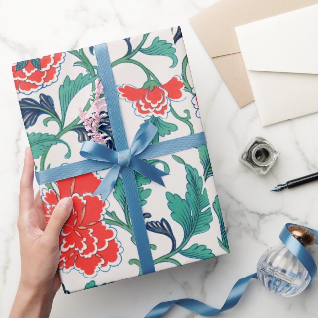 Papel de envolvimiento de patrones florales rojos (Regalar)