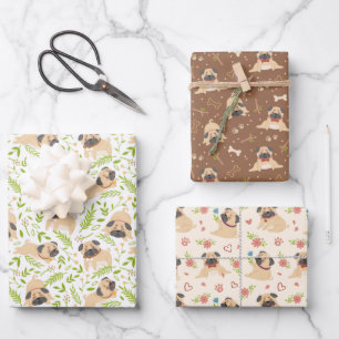 Papel de envolvimiento de perro de cachorro Pug de