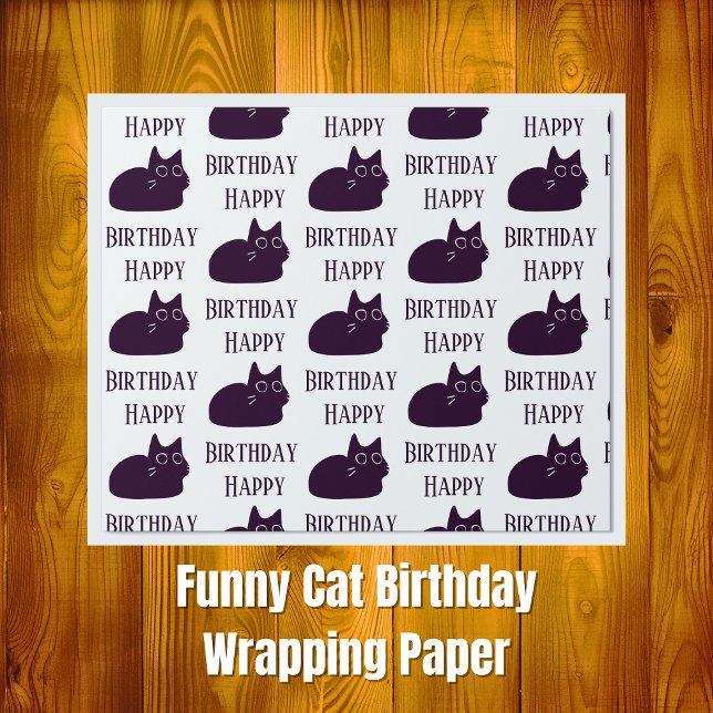 Papel de envolvimiento de PERSONALIZADO de gato ne (Happy Birthday Black Cat Gift Wrap)