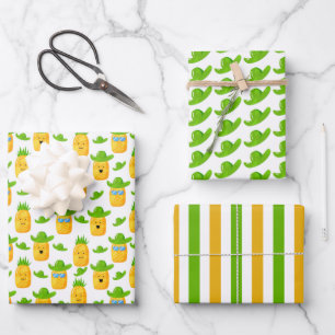Papel de envolvimiento de piña tropical de 3