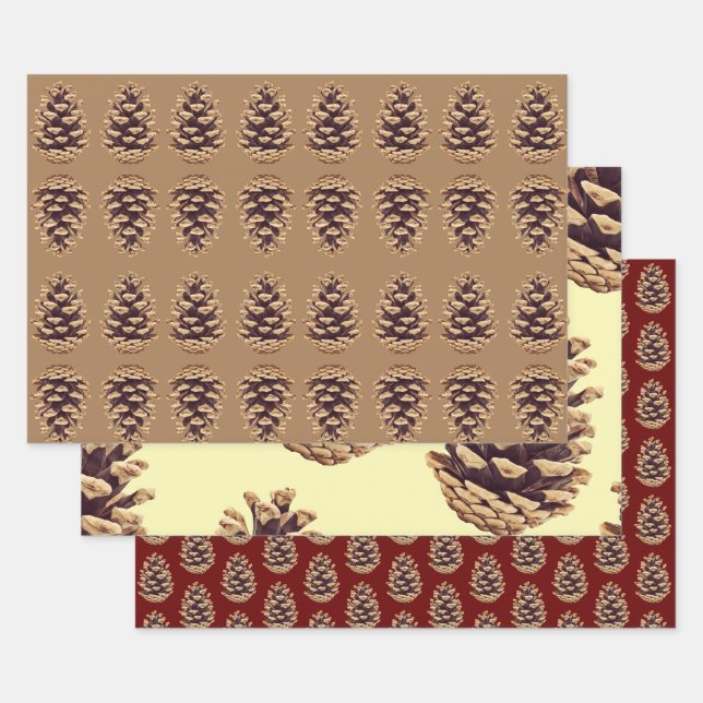 Papel de envolvimiento de pinecone Art Holiday (Set)