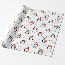 Papel de envolvimiento de pingüino de invierno par