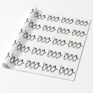 Papel de envolvimiento de pingüinos bailarines