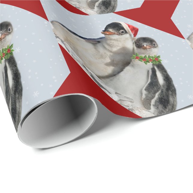 Papel de envolvimiento de pingüinos fiestas - Navi (Esquina del rollo)