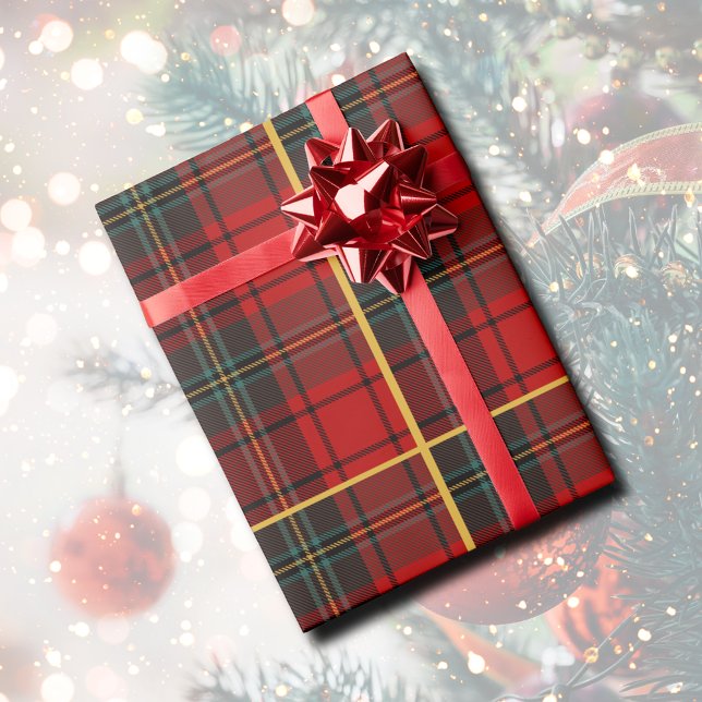 Papel de envolvimiento de plástico tradicional (Traditional Holiday Plaid Wrapping Paper
)