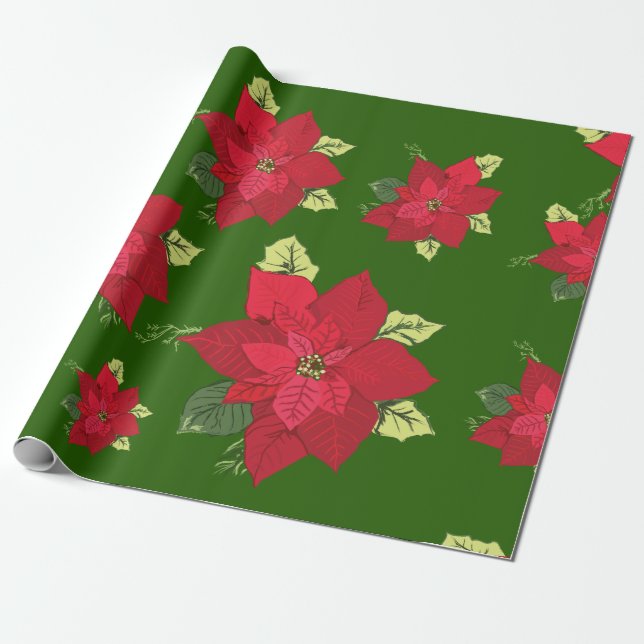 Papel de envolvimiento de poinsettia floral para n (Desenrollado)