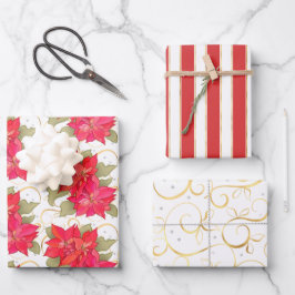 Papel de envolvimiento de Poinsettia para Navidade