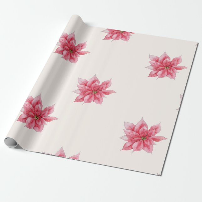 Papel de envolvimiento de poinsettia rosa (Desenrollado)
