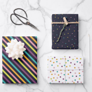 Papel de envolvimiento de polka cúbico de hojas pl