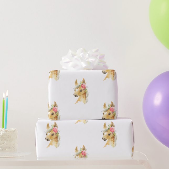 Papel de envolvimiento de Pony Rosado (Regalos de fiesta)