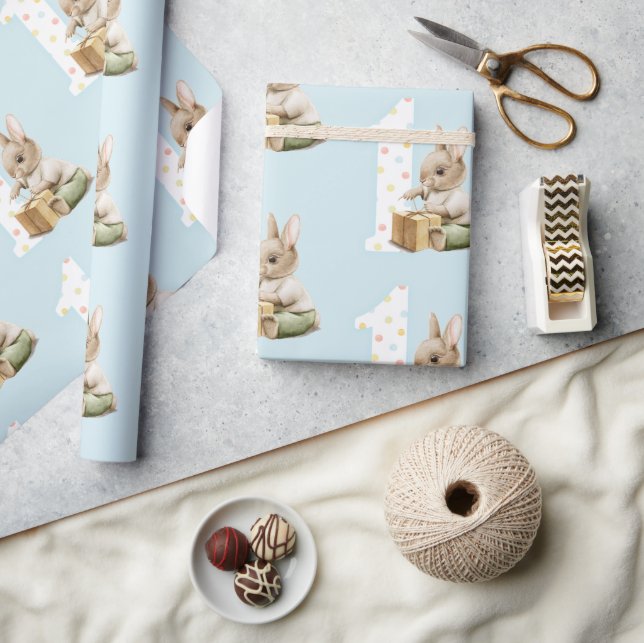 Papel de envolvimiento de primer cumpleaños de con (Artesanía)