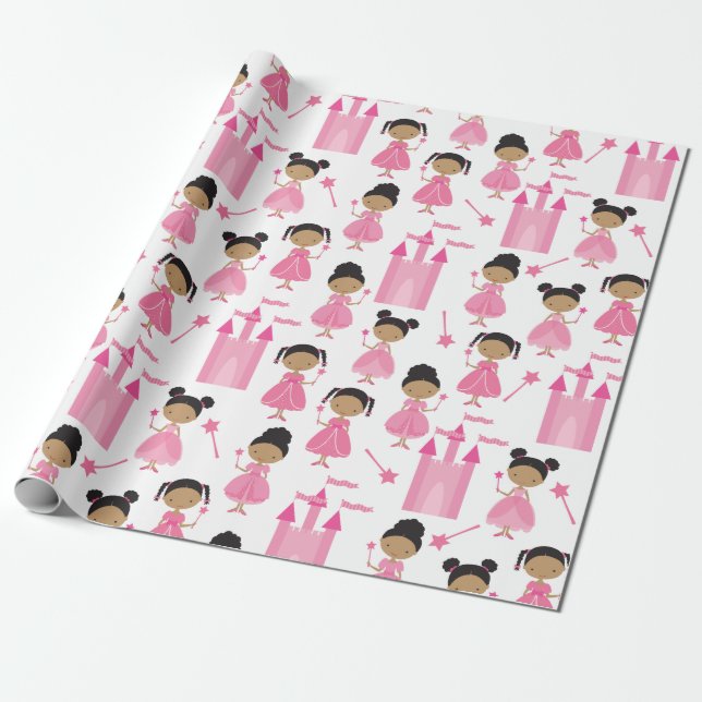 Papel de envolvimiento de princesas rosadas africa (Desenrollado)