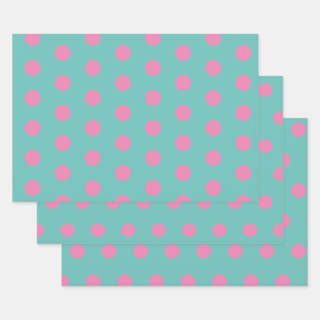 Papel de envolvimiento de puntos de polka (Aqua &  (Set)