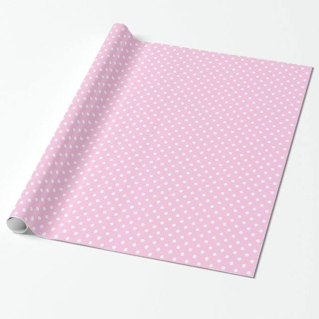Papel de envolvimiento de puntos de polka rosa Fie (Desenrollado)