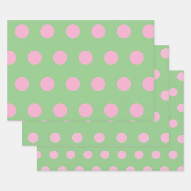 Papel de envolvimiento de puntos de polka (verde s (Set)