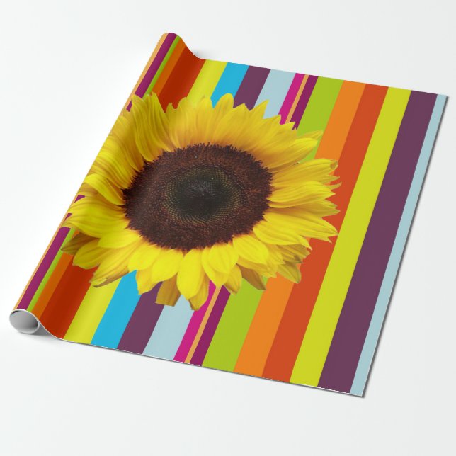 Papel de envolvimiento de rayas de girasol mate (Desenrollado)